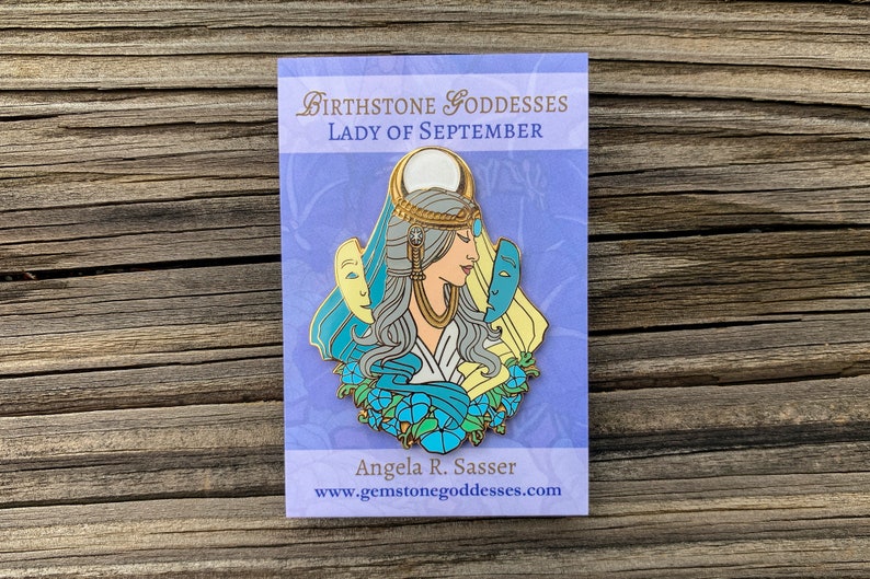 Goddesses of Autumn Hard Enamel Pin Set OR Single Pin Art Nouveau Birthstone and Birth Flower for September, October, and November Lady of September