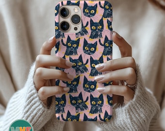 Coque de portable chat Weirdcore Coque de portable esthétique chat mignon pour iPhone 16, amoureux des chats noirs Coque Samsung S25