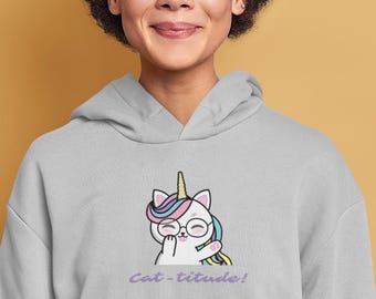 Chemise chat mignon licorne Tee-shirt amoureux des chats kawaii, chemise drôle d'attitude de chat, T-shirt chat esthétique pastel, cadeau pour les amoureux des chats