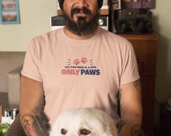 T-shirt unisexe Dog Lover : motif imprimé patte minimaliste