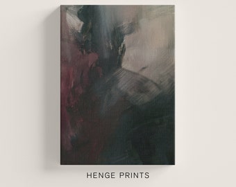 Moody Abstract Painting | Vintage Abstract Oil Painting | PRINTABLE Digital Download | Burgundy Tones Wall Decor | Henge Prints H053