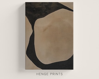 Earth Tone Painting Modern Abstract Art  - Large Format Beige Brown & Black Painting | Vintage Modern Home Decor Digital Print | H040