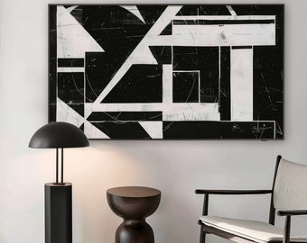 Samsung Frame Tv Art | Frame TV Abstract Painting, Black and White Geometric Abstract, Modern Tv Artwork | Digital Download TV011
