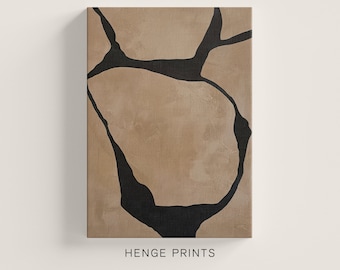 Beige and Black Abstract Prints - Earthy abstract soft shapes posters - minimalist gallery wall art - large printable paintings H047