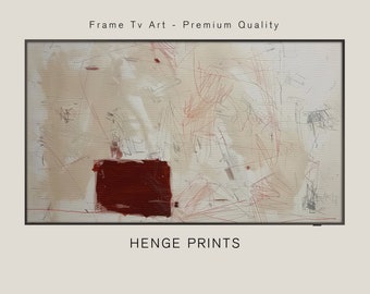 Samsung Frame Tv Art, Quadro minimalista Boho con cornice Tv e pittura astratta / Download digitale toni neutri / Galleria Apple Tv / LG tv Art TV046