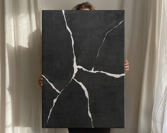 Black Abstract Painting  - Black Minimalist Wall Art | Modern Textured Poster | Contemporary Office Decor | PRINTABLE Digital Print H034