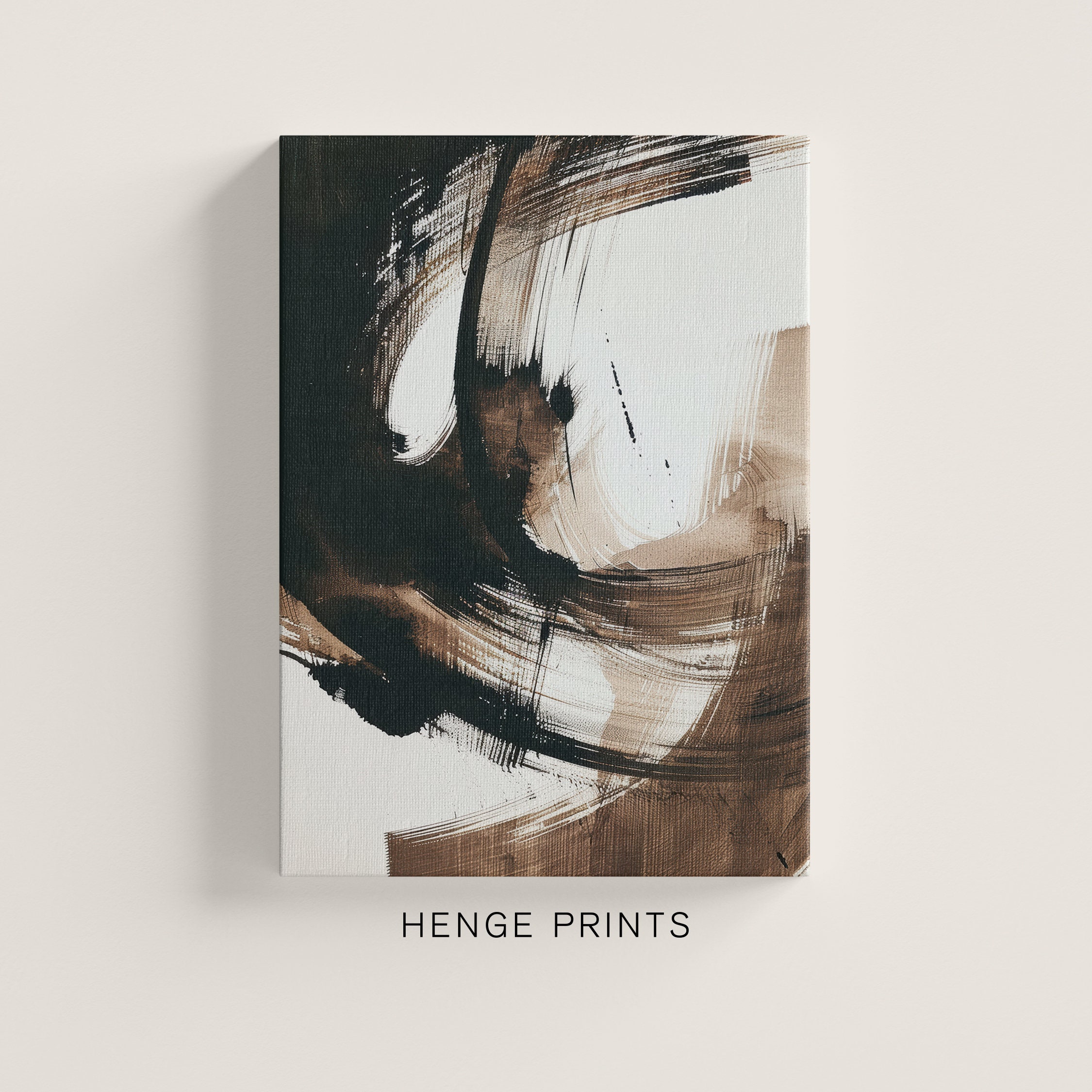 Abstract Large Painting Digital Download | Beige Black Wall Art