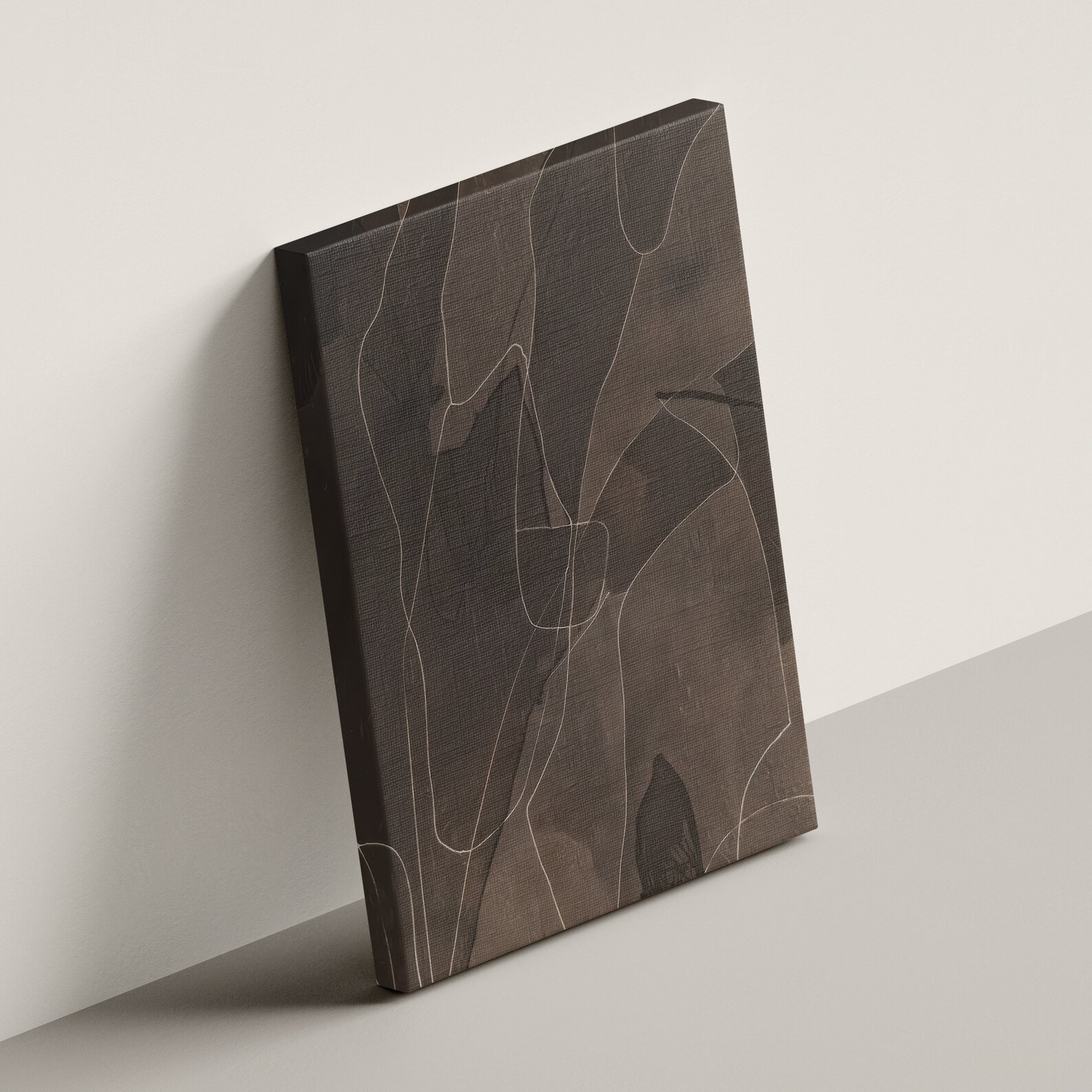 Image showcasing Earthy Abstract Painting, Dark Brown Wall Art, Industrial Wall Decor ...