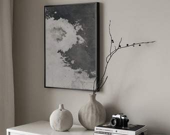 Abstract Monochrome Watercolor Art Print, Black and White Modern Painting, Minimalist Wall Art, Contemporary Home Decor, Instant download