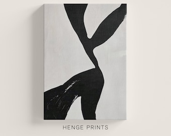 Soft Shapes Abstract Painting  - Black and White Wall Art | Neutral House Decor | Minimalist Wall Art | Digital Download | H036