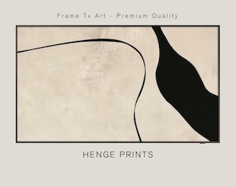 Samsung Frame Tv Minimalist Beige Painting, Neutral Abstract Black Lines, Digital Download, Abstract Muted colors Frame TV Art TV036