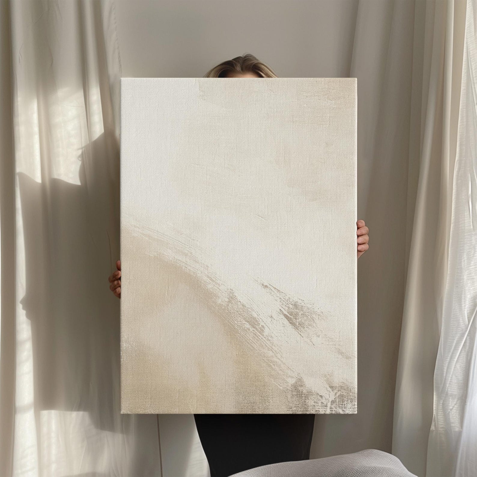 Beige Abstract Painting - Japandi Wabi Sabi Wall Art | Neutral Tones ...