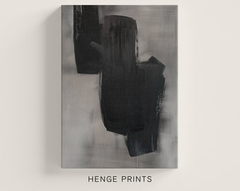 Earthy Grey and Black Abstract Painting Wall Art | Textural Art PRINTABLE Digital Downloadable Print | HengePrints | H021