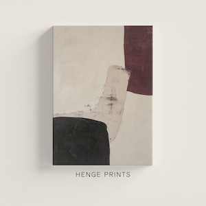 Japandi Abstract Painting | Wabi Sabi Abstract Oil Painting | PRINTABLE Digital Download | Burgundy Tones Wall Decor | Henge Prints H055