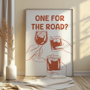 Eentje voor onderweg? kunstafdruk - kunst aan de muur halverwege de eeuw, retro leuke afdrukbare poster, keukenprint, proost, girly cocktailalcoholbarwagen