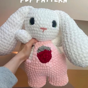 Strawberry Bunny Crochet PDF Pattern | Bunny and overalls | English Amigurumi pattern | PATTERN ONLY!