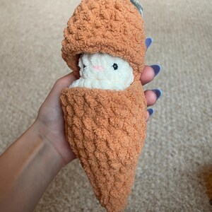 Handmade Crochet Bunny in a Carrot | Amigurumi | Soft plushie