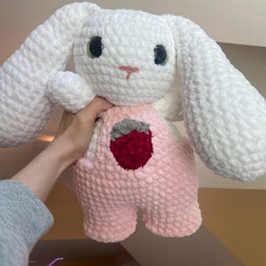 Crochet Strawberry Bunny | Amigurumi | Crochet Bunny with strawberry overalls