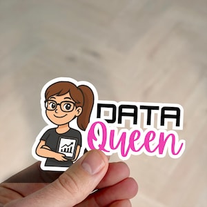 Data Queen Funny Laptop Sticker Water Bottle Gift for Women Teacher Office Coworker Data Analyst Excel Spreadsheet Sticker for Girls