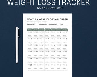 Weight Loss Tracker Printable - 18 Month Fitness Log Template Health Planner Sheet PDF