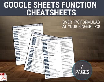 170+ Google Sheets-funktioner och formler Fuskblad Kalkylblad Formelguide Analytikerutbildning för nybörjare Utskrivbara tips PDF