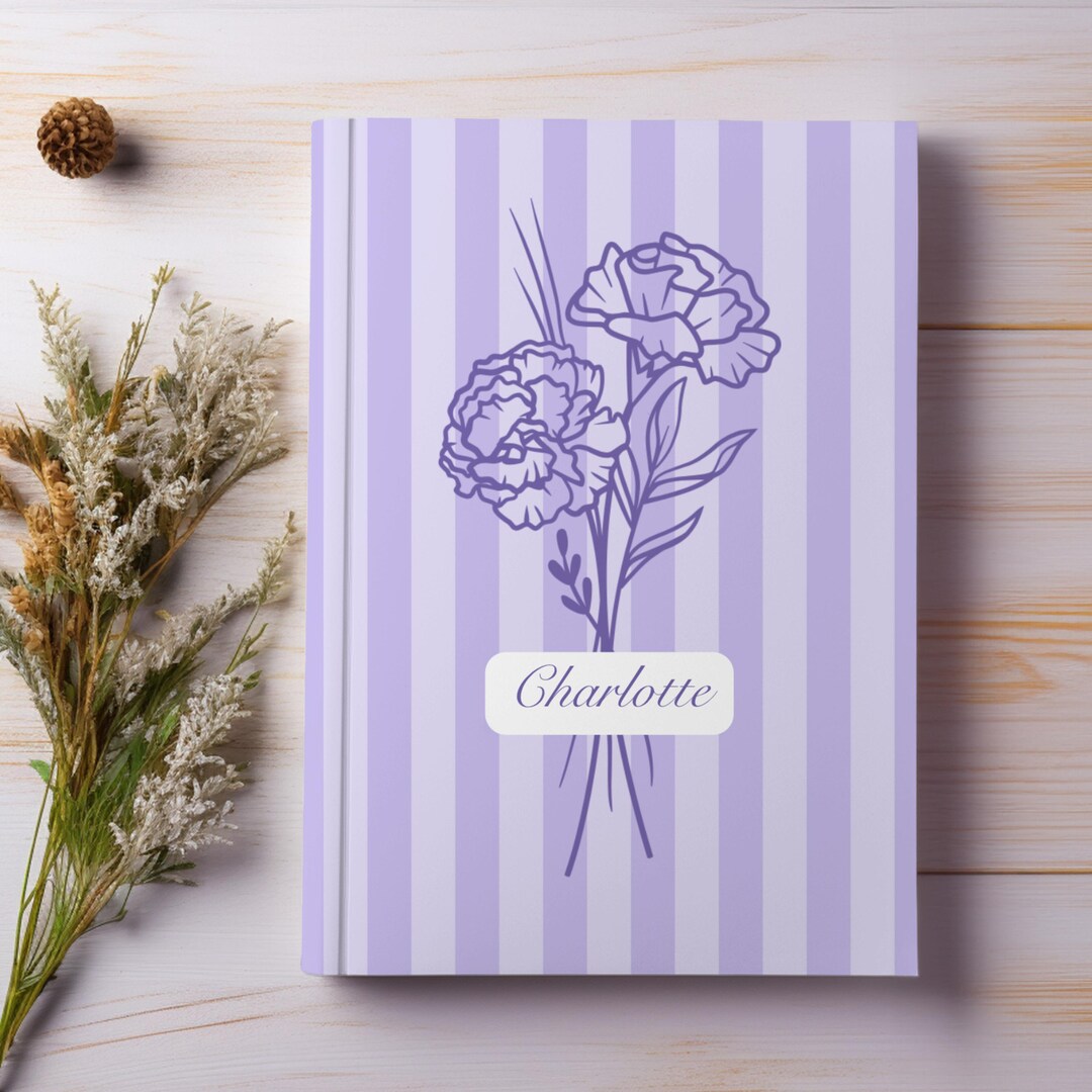 Custom Birth Flower Name Notebook Custom Name Journal Birth Month ...