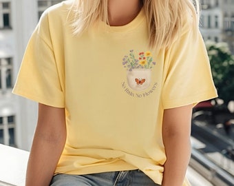 Koszula z Kwiatami, Estetyczna Koszula z Kwiatami, T-shirt z Grafiką Kwiatową, Oversize'owa Koszulka Bez Deszczu Bez Kwiatów, T-shirt z Dzikimi Kwiatami, Prezent Dla Niej