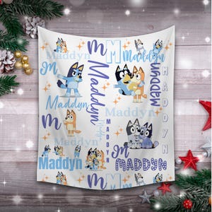 Bluey Blanket Christma Gift, Bluey Plush Throw Blanket, Bluey Blanket For Girls, Bluey Baby Blanket, Custom Baby Blanket, Baby Blanket