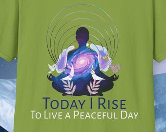 「今日、私は平和に生きるために立ち上がる」Tシャツ、インスピレーションを与えるポジティブな言葉Tシャツ