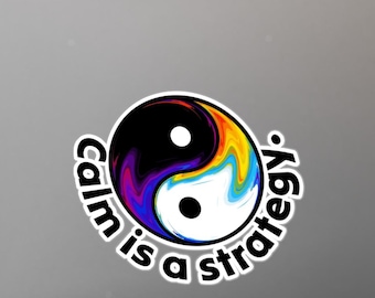 平静は戦略、陰陽ビニールステッカー、レインボータイダイ瞑想デカール