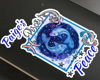 魚座のパーソナライズされたデカール、星座アート、夢見る人のためのビニールステッカー