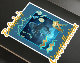 水瓶座　知性、思いやり、反逆がぶつかり合う場所　キスカットビニールデカール；パーソナライズ例：ブレンダの軌道