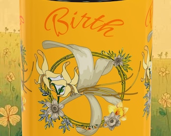 3月の誕生花アクセントコーヒーマグ、水仙とジョンキルの花柄誕生日ギフト（11/15オンス）