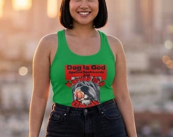 犬は神であり、因果応報は残酷なグラフィックTシャツ、活動家向けノースリーブシャツ、フェミニスト抗議服、政治革命