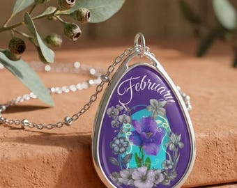 Courageous February Birth Flower Pendant necklace