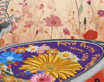 4月の誕生花ティアドロップペンダント、パーソナライズされたオーバルフローラルネックレス