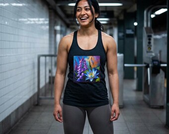 Blue Lotus and Lupine Tank | Floral Watercolor Racerback