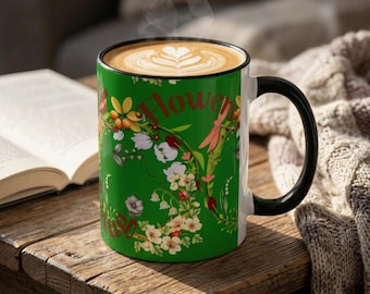 May Birth Flower Mug, Lily of the Valley, Hawthorn Garden Coffee Cup