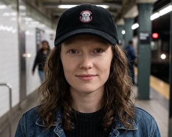 Embroidered Corduroy Cap, Whimsical Cat Hat, Political Statement Accessory