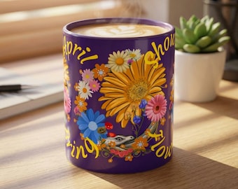 April Showers Floral Coffee Mug, Colorful Spring Flowers Accent Mug (11/15oz)