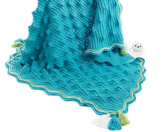 CROCHET PATTERN Crest of a Wave Blanket Sizes Baby Toddler Girls Boys Adult Throw King size eBook PDF forma