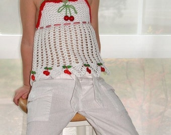 CROCHET PATTERN Fruity Fun. Cherry Top Crochet Pattern in PDF for Sizes 2-12 Instant Download