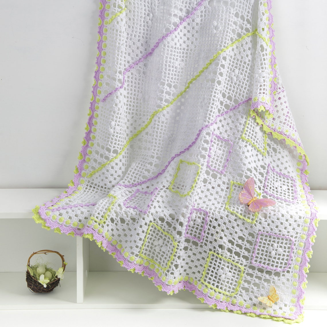 CROCHET PATTERN Butterfly Kisses Blanket Sizes Baby Girls Etsy