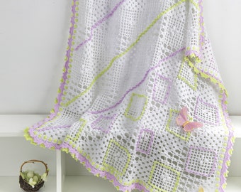 CROCHET PATTERN Butterfly Kisses Blanket Sizes Baby Girls Adult Throw size eBook PDF format