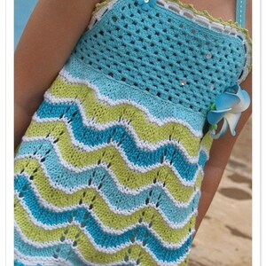 PATTERN Tropical Blue Halter Top Sizes 2-12 Hand Knit Pattern with Crocheted details in PDF image 3