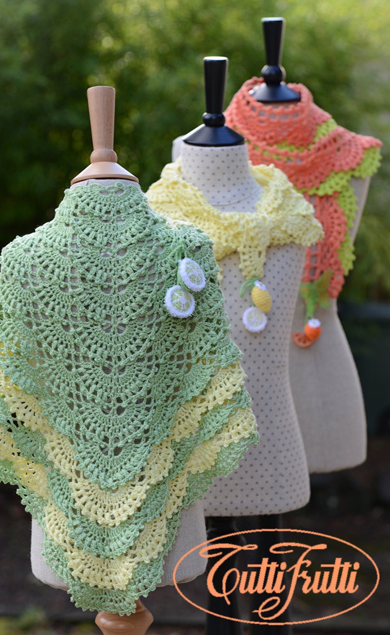 3 CROCHET PATTERNS Tutti Frutti Scarf & Shawl eBook/Pdf image 1