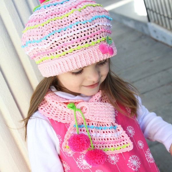 CROCHET PATTERN Parfait Hat & Scarf Crochet Pattern in PDF for Medium/toddler, Large/child, X-Large/adult