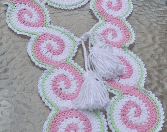 CROCHET PATTERN Celtic Pink Scarf with tassels Crochet Pattern in PDF Instant Download