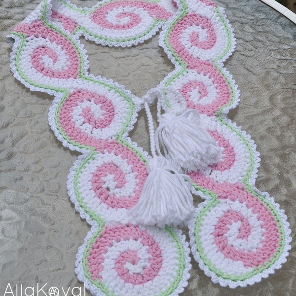 CROCHET PATTERN Celtic Pink Scarf with tassels Crochet Pattern in PDF Instant Download