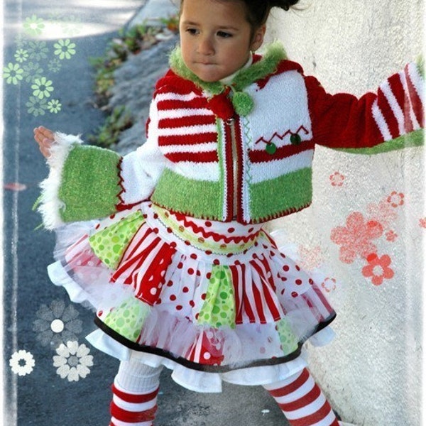 KNIT PATTERN Christmas Hand Knitted Jacket Sizes 2-12 Knit Pattern with Crochet Details